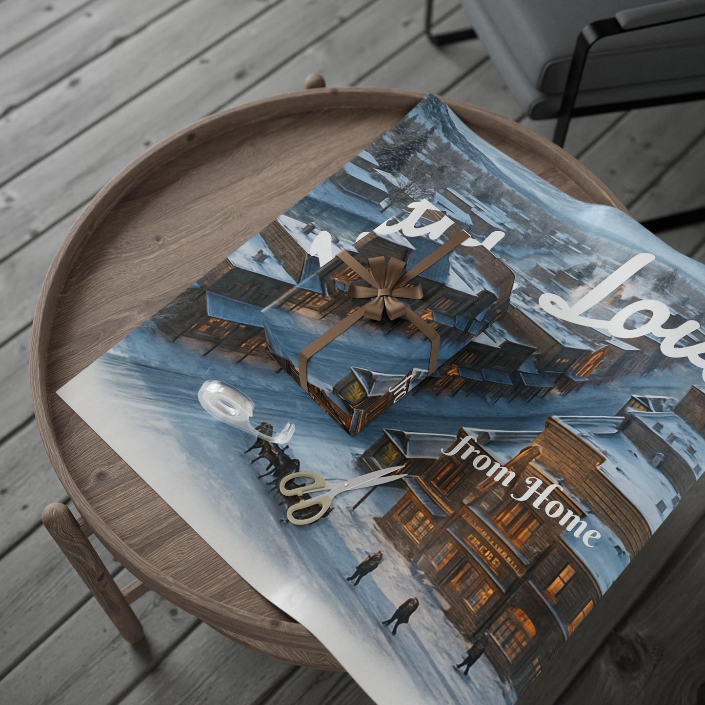 Missing Home Wrapping Paper Roll — From home Scenic Snowy Mountain town Design
