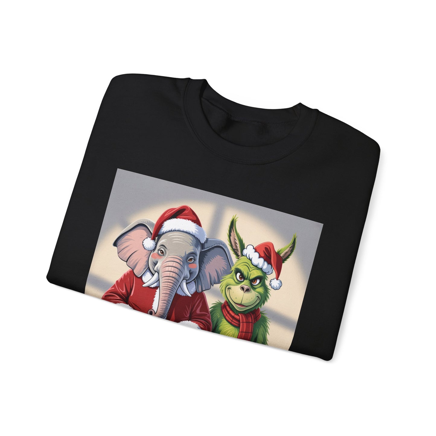 Christmas Sweatshirt — Elephant & Grinch Holiday Crewneck (Ho-Ho! Bah!)