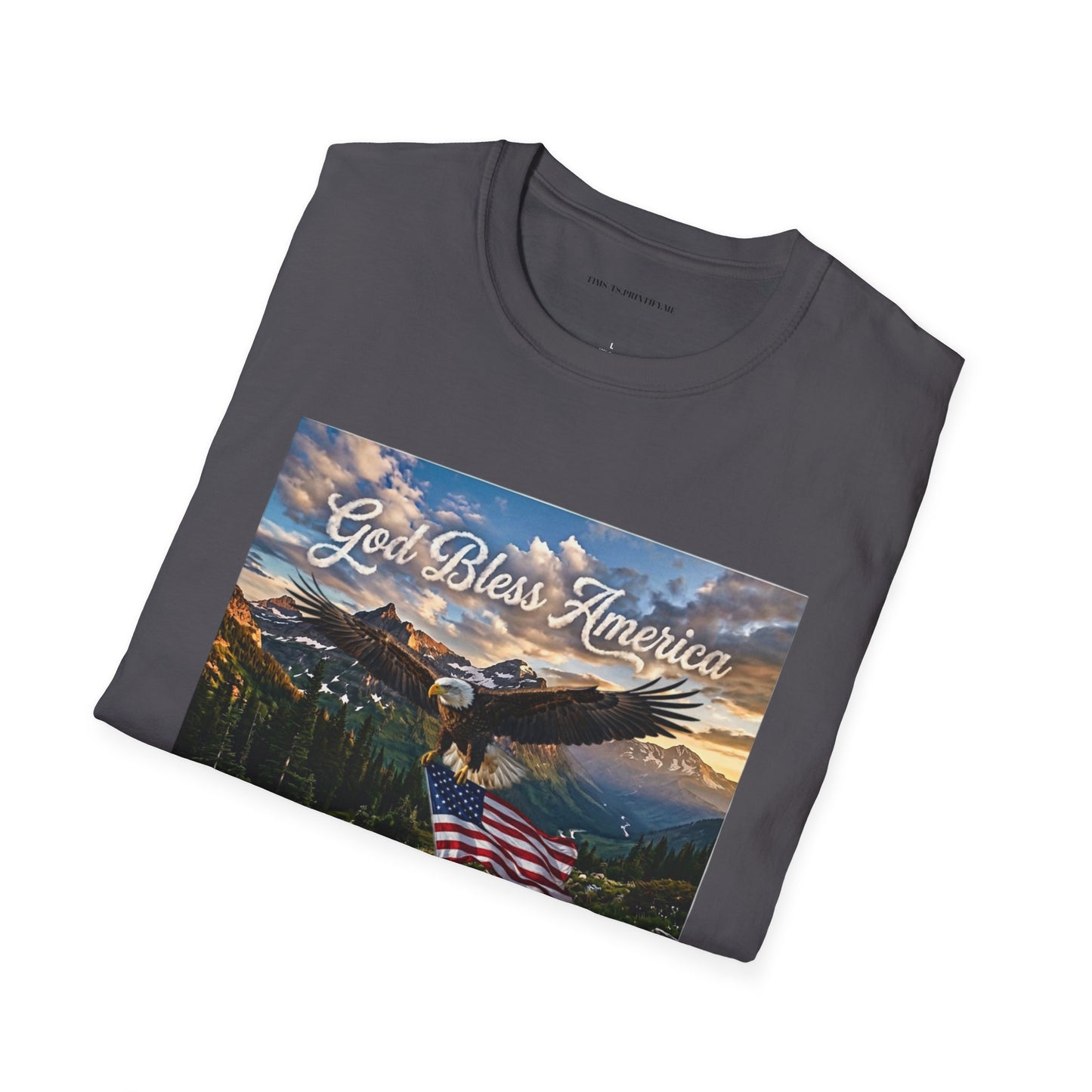 God Bless America Eagle T-Shirt — Patriotic Mountain Flag Tee
