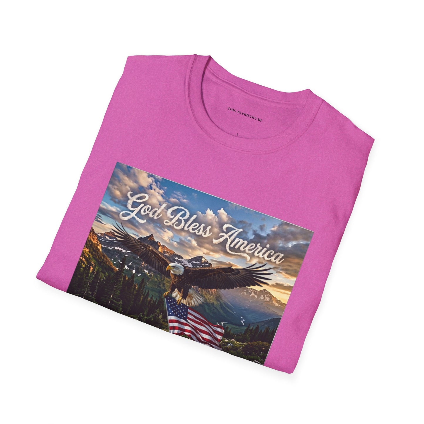 God Bless America Eagle T-Shirt — Patriotic Mountain Flag Tee