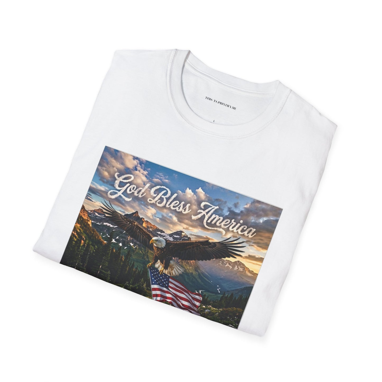 God Bless America Eagle T-Shirt — Patriotic Mountain Flag Tee