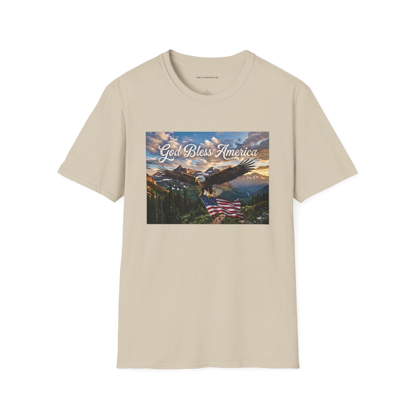 God Bless America Eagle T-Shirt — Patriotic Mountain Flag Tee