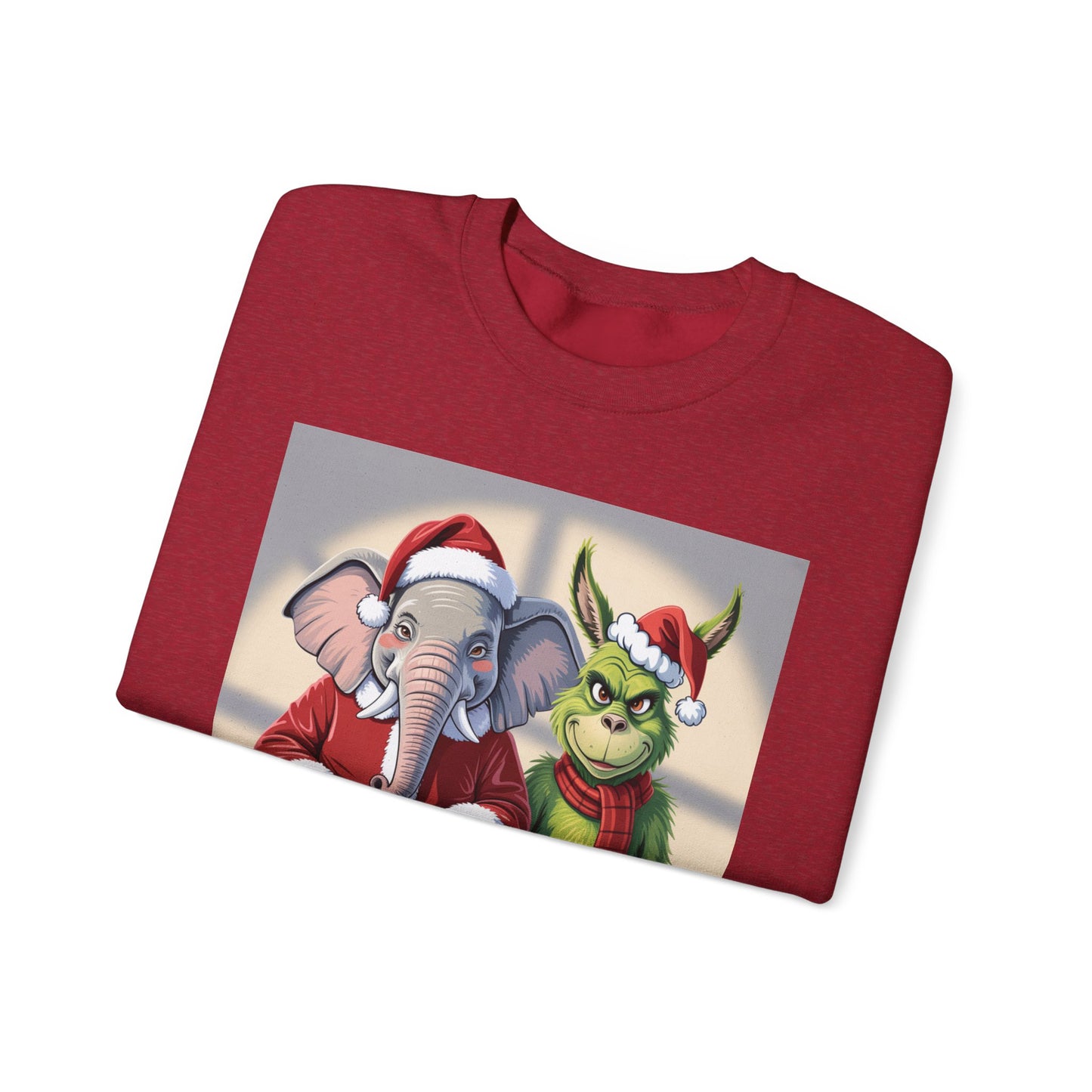 Christmas Sweatshirt — Elephant & Grinch Holiday Crewneck (Ho-Ho! Bah!)