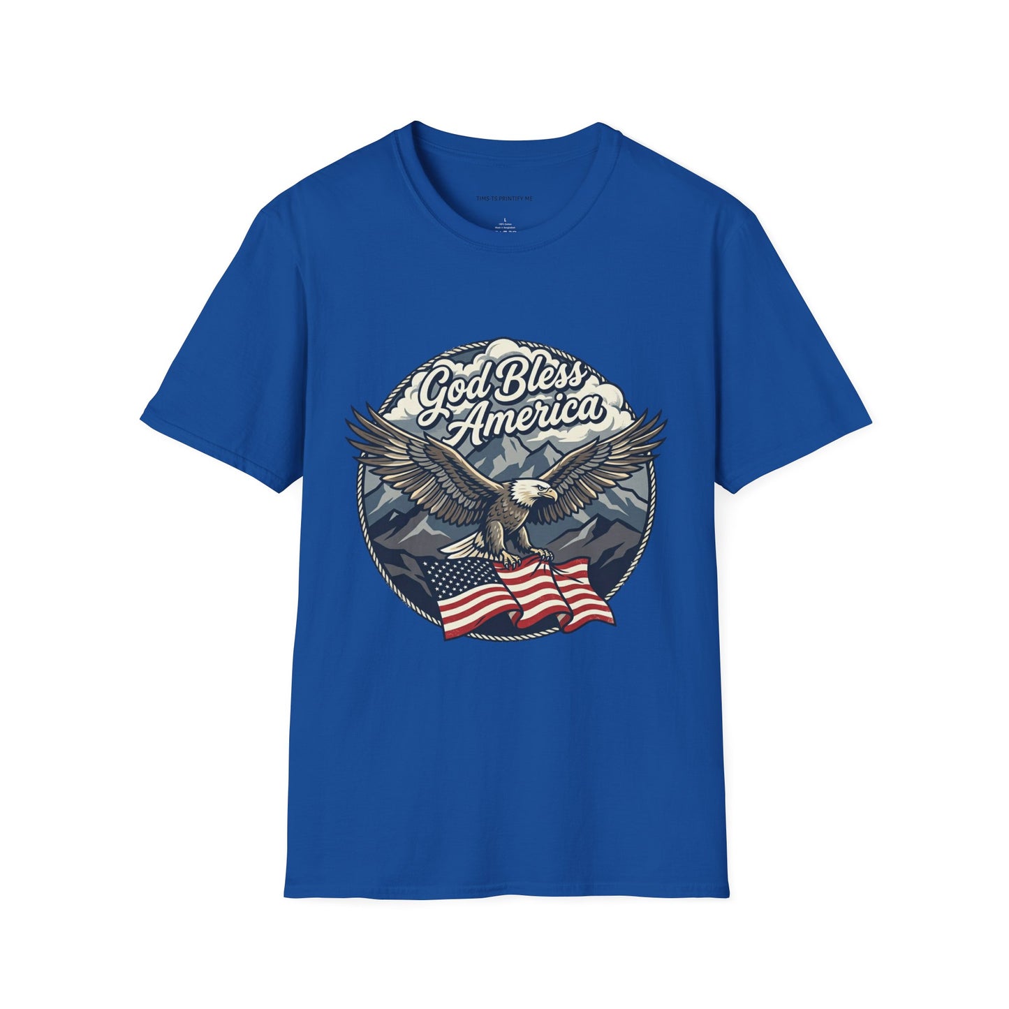 God Bless America Eagle T-Shirt — Patriotic Bald Eagle with Flag Design