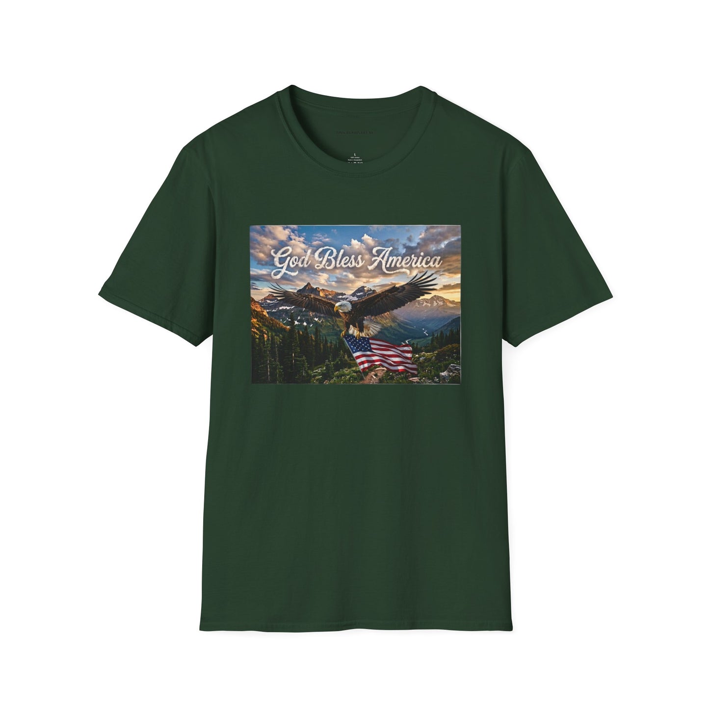 God Bless America Eagle T-Shirt — Patriotic Mountain Flag Tee