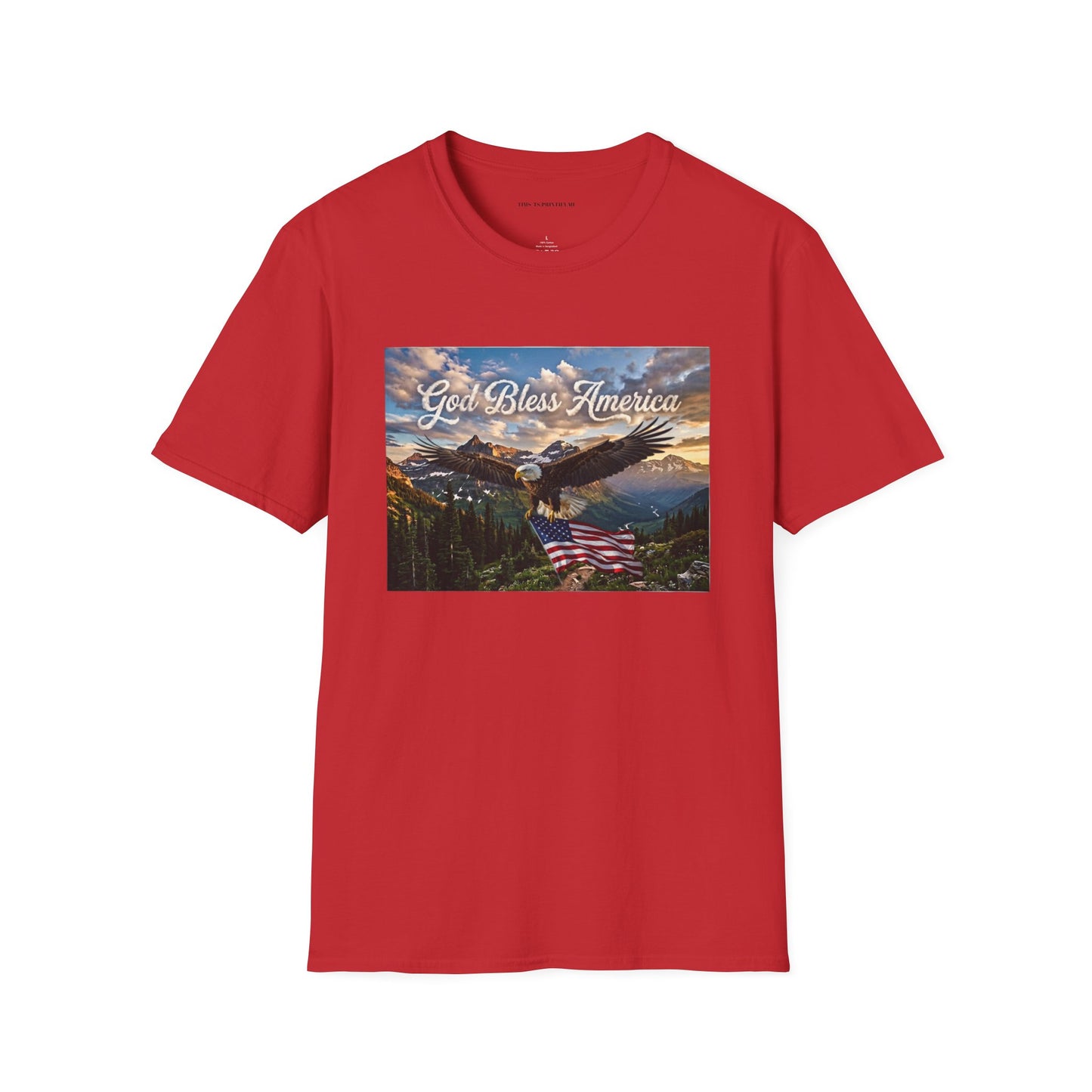 God Bless America Eagle T-Shirt — Patriotic Mountain Flag Tee