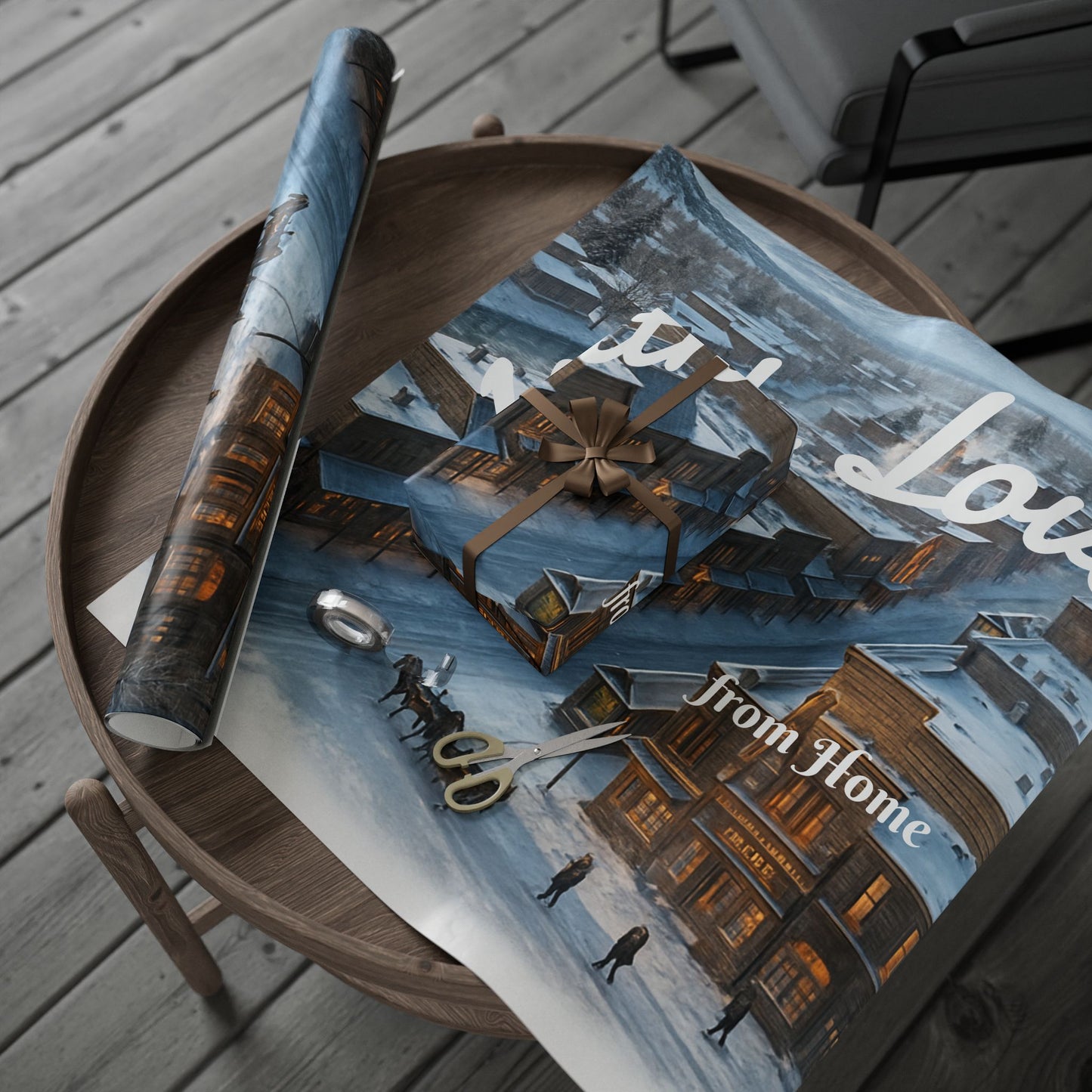 Missing Home Wrapping Paper Roll — From home Scenic Snowy Mountain town Design