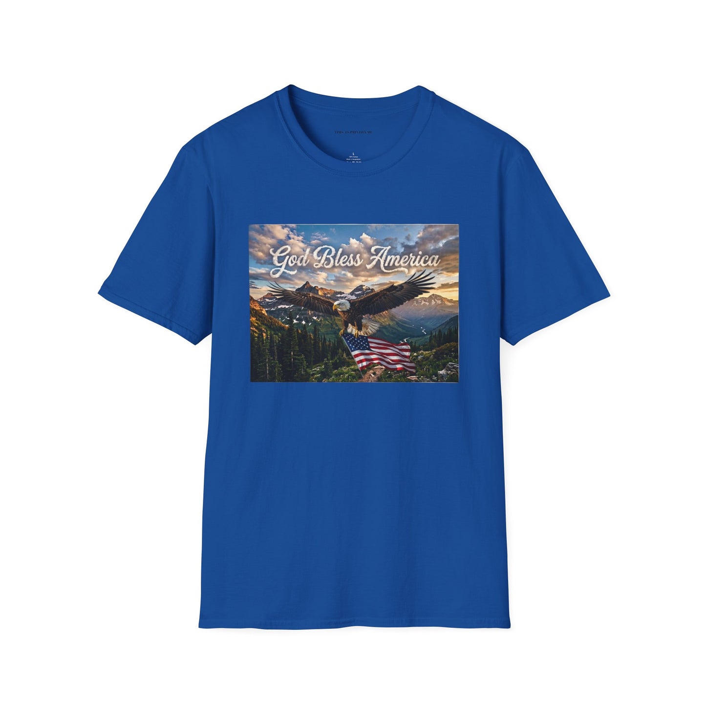 God Bless America Eagle T-Shirt — Patriotic Mountain Flag Tee