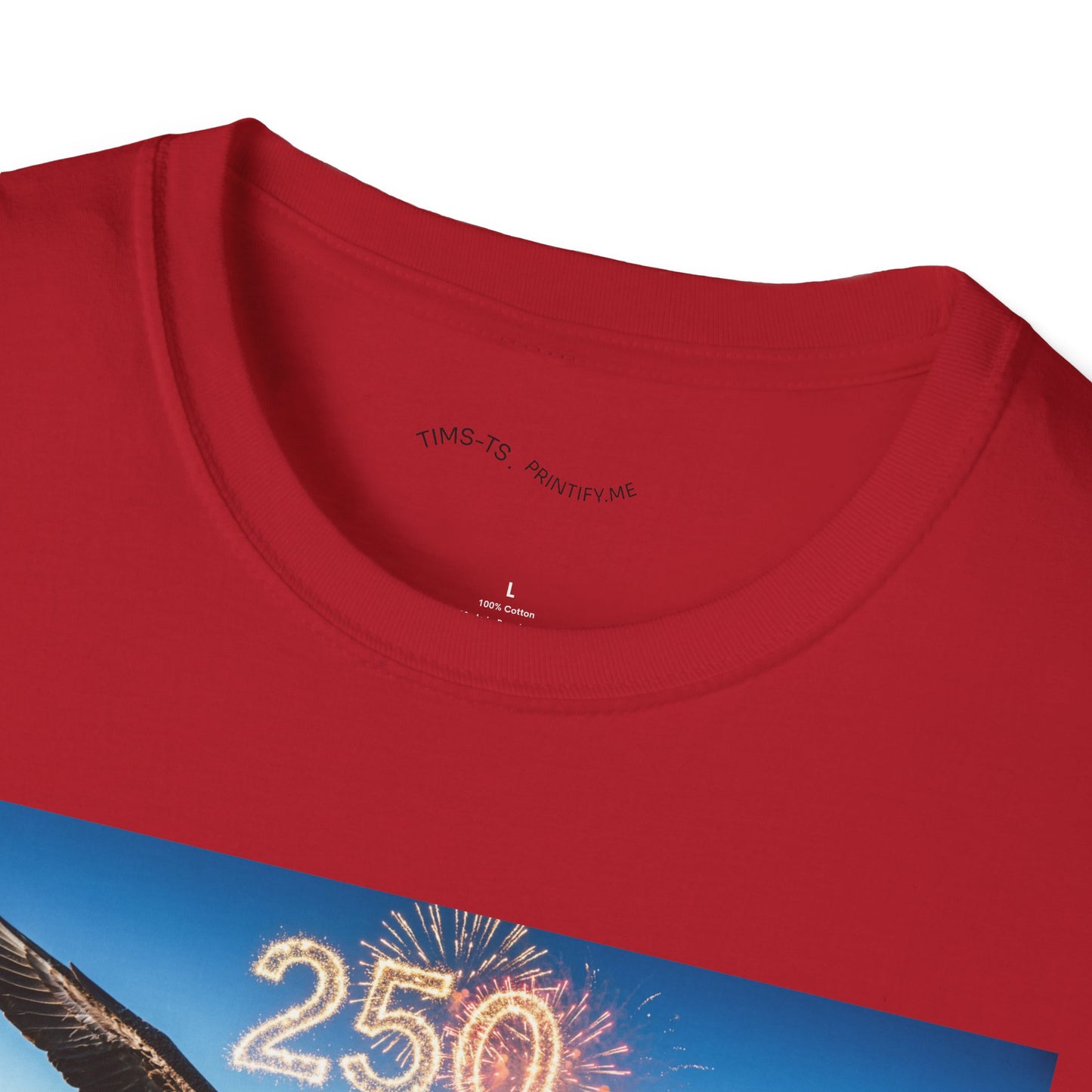 Patriotic Eagle T-Shirt – '250' Fireworks & American Flag Mountain Design