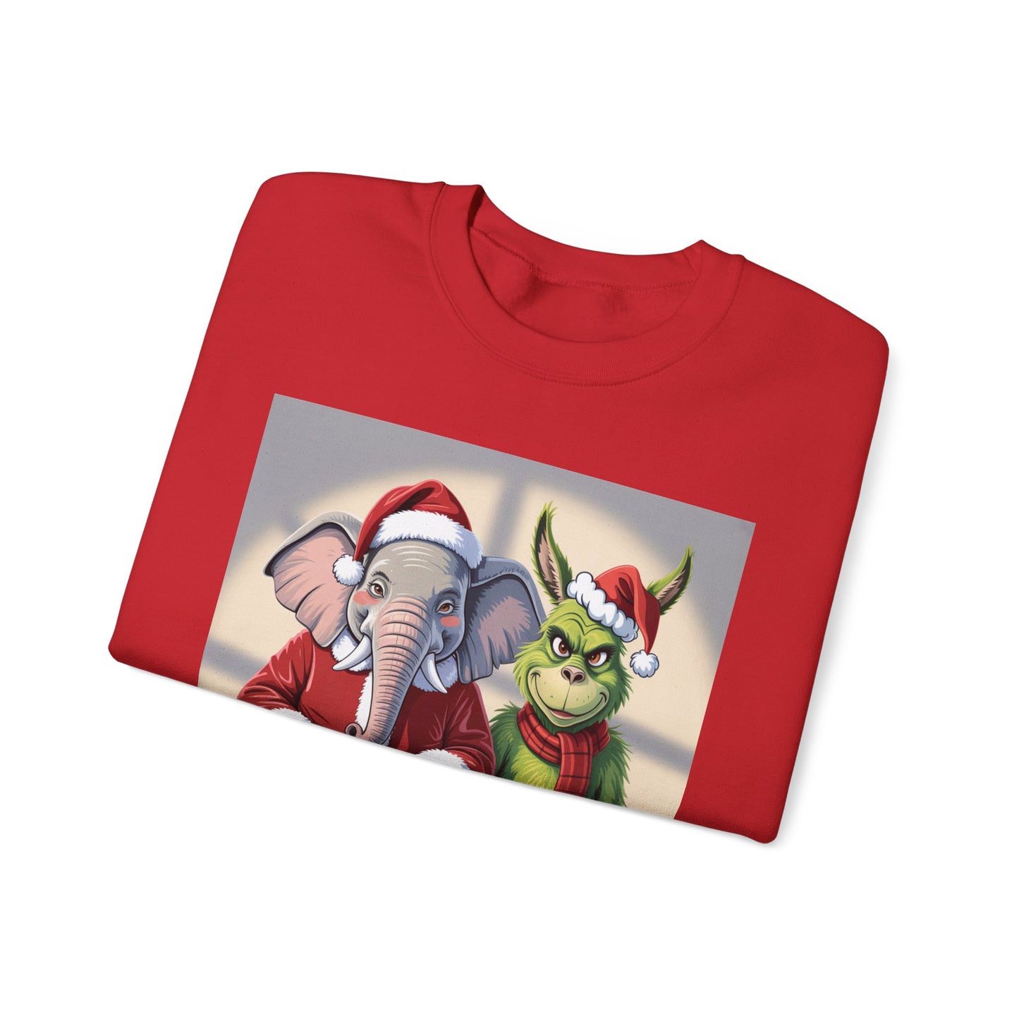 Christmas Sweatshirt — Elephant & Grinch Holiday Crewneck (Ho-Ho! Bah!)