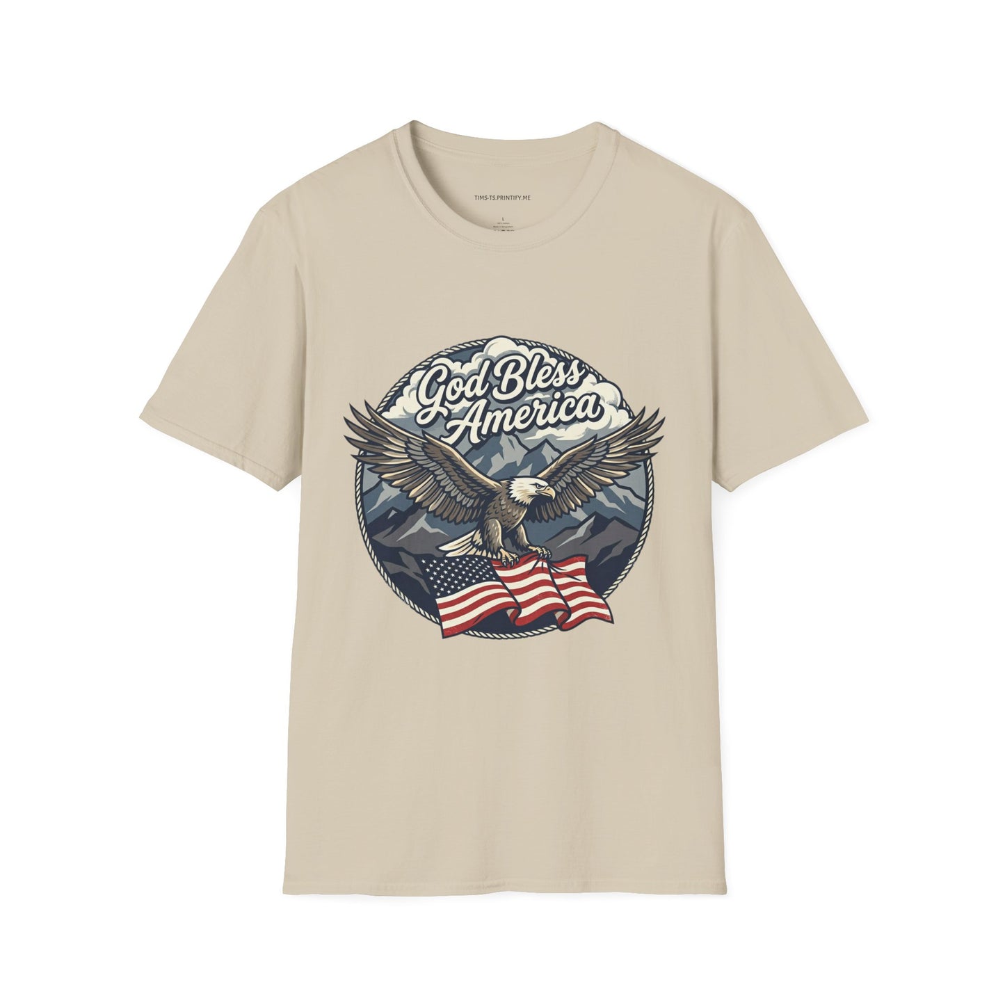 God Bless America Eagle T-Shirt — Patriotic Bald Eagle with Flag Design