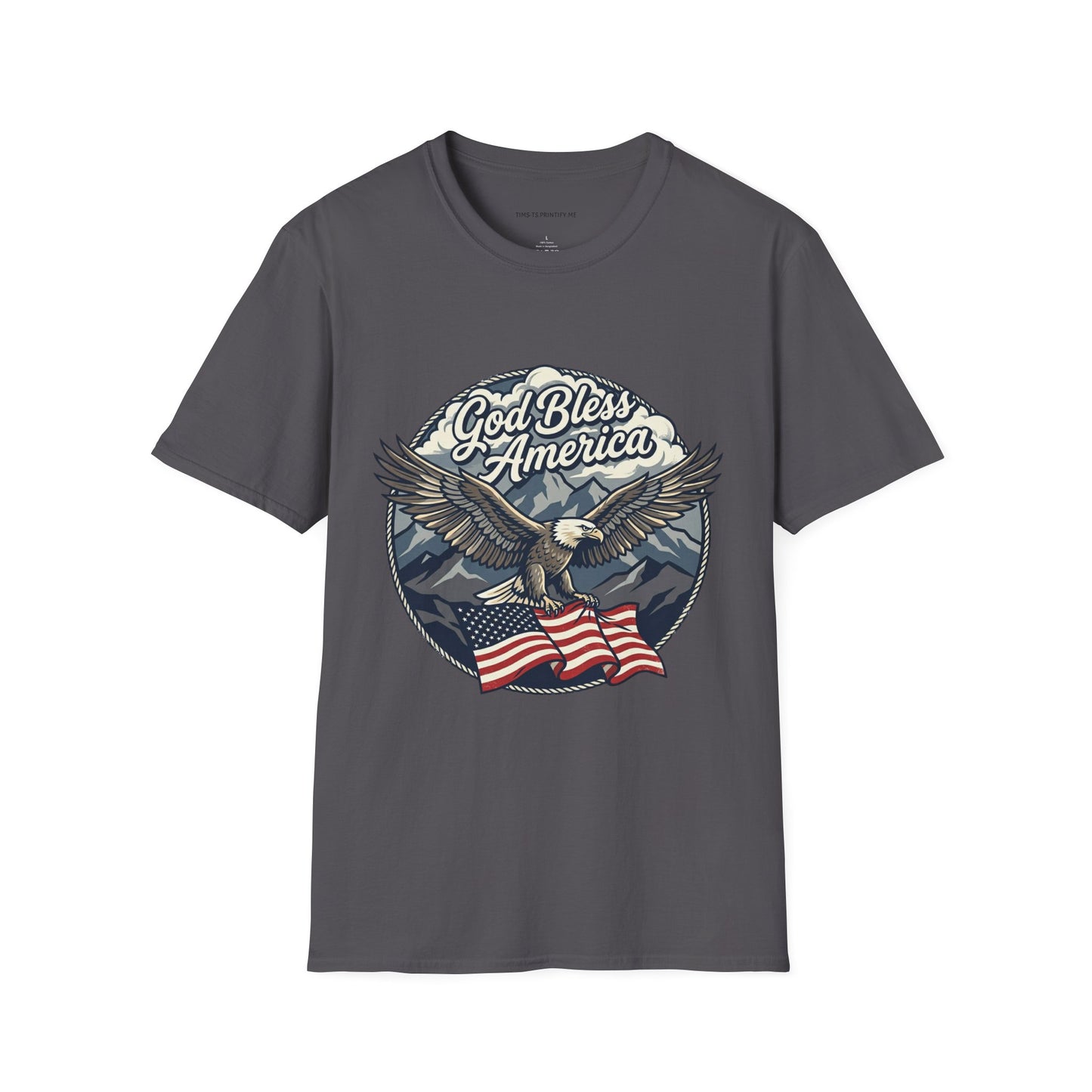 God Bless America Eagle T-Shirt — Patriotic Bald Eagle with Flag Design