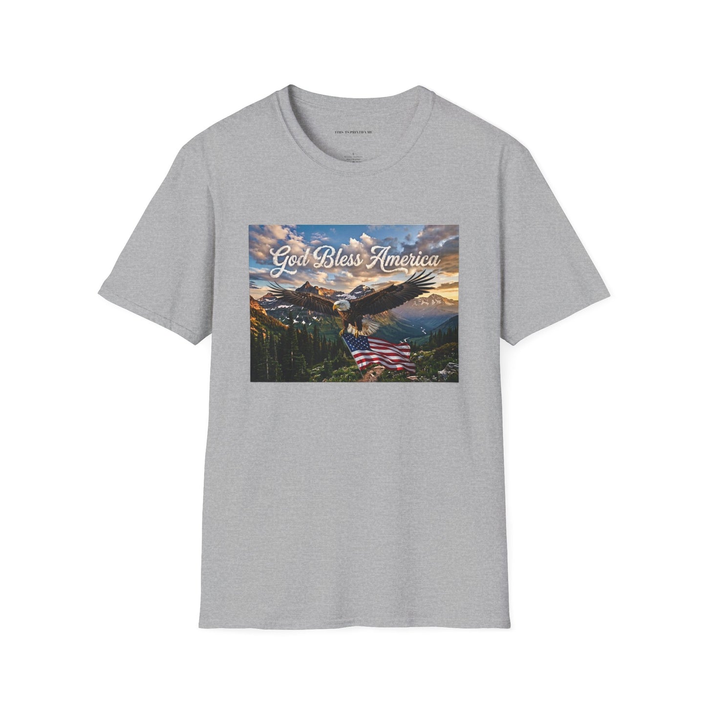 God Bless America Eagle T-Shirt — Patriotic Mountain Flag Tee