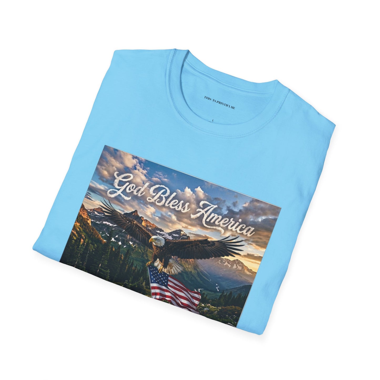 God Bless America Eagle T-Shirt — Patriotic Mountain Flag Tee