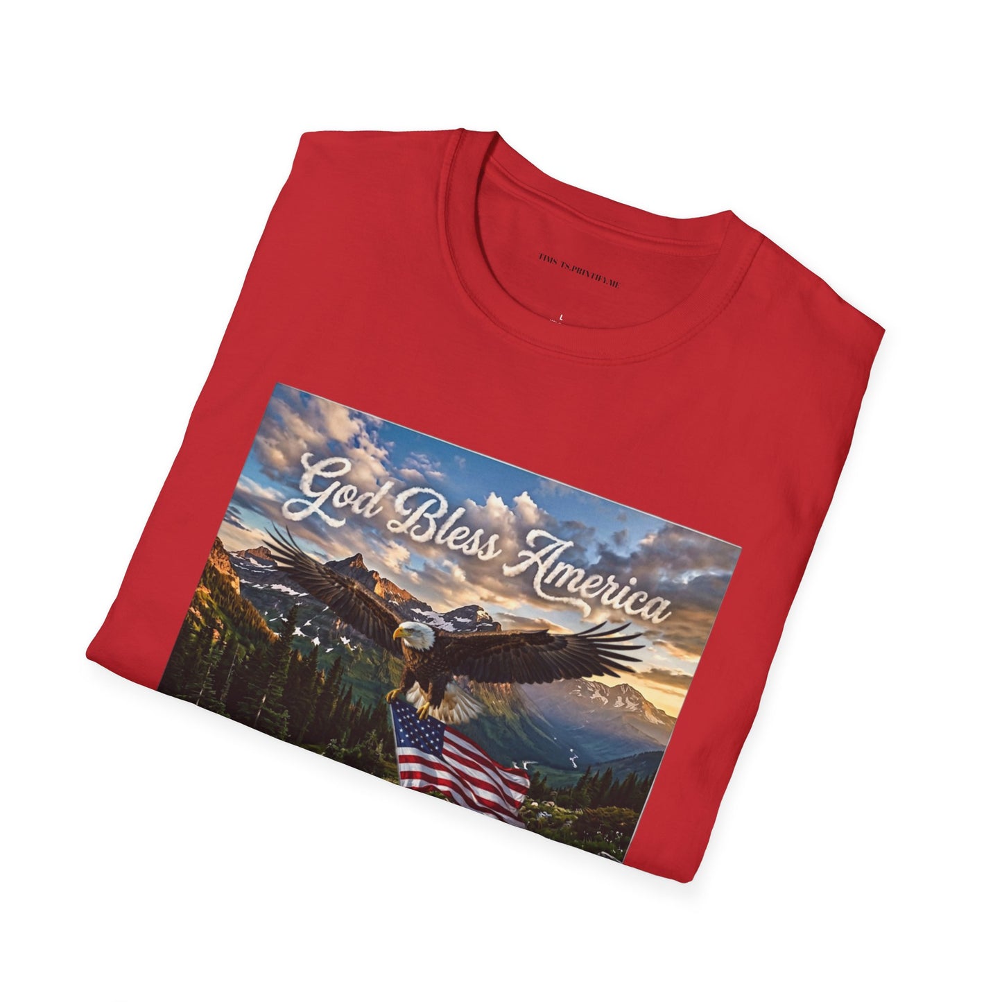 God Bless America Eagle T-Shirt — Patriotic Mountain Flag Tee