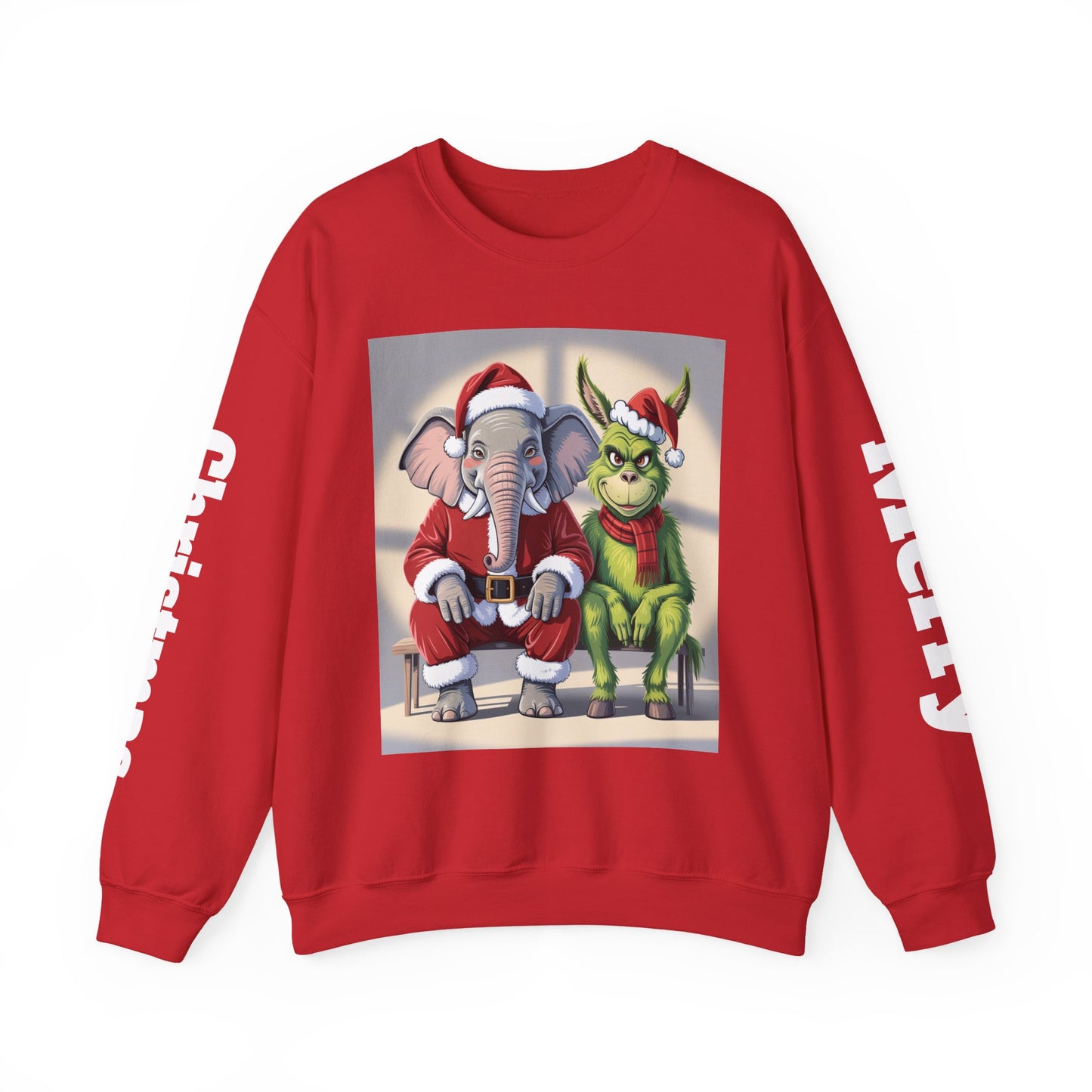 Christmas Sweatshirt — Elephant & Grinch Holiday Crewneck (Ho-Ho! Bah!)