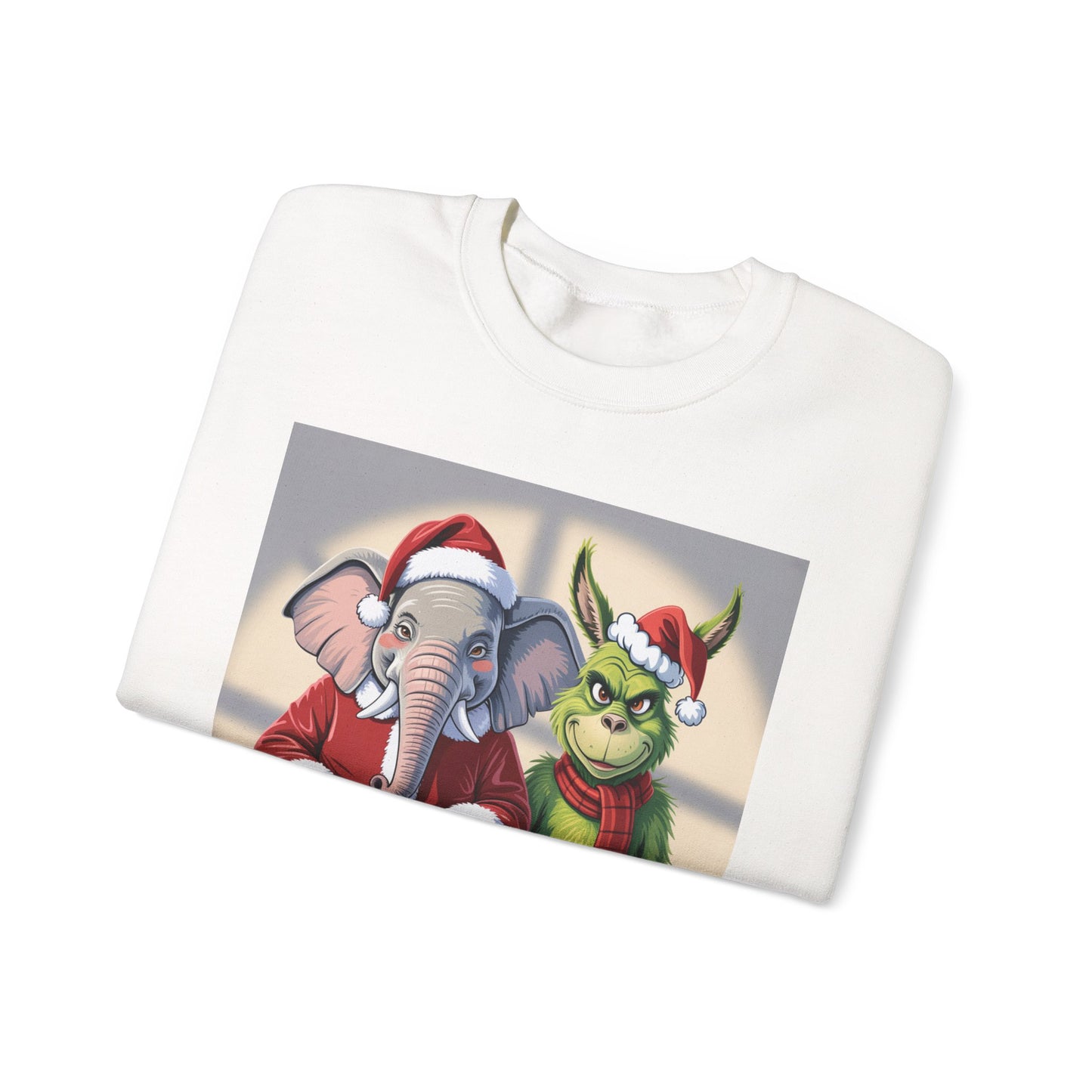 Christmas Sweatshirt — Elephant & Grinch Holiday Crewneck (Ho-Ho! Bah!)