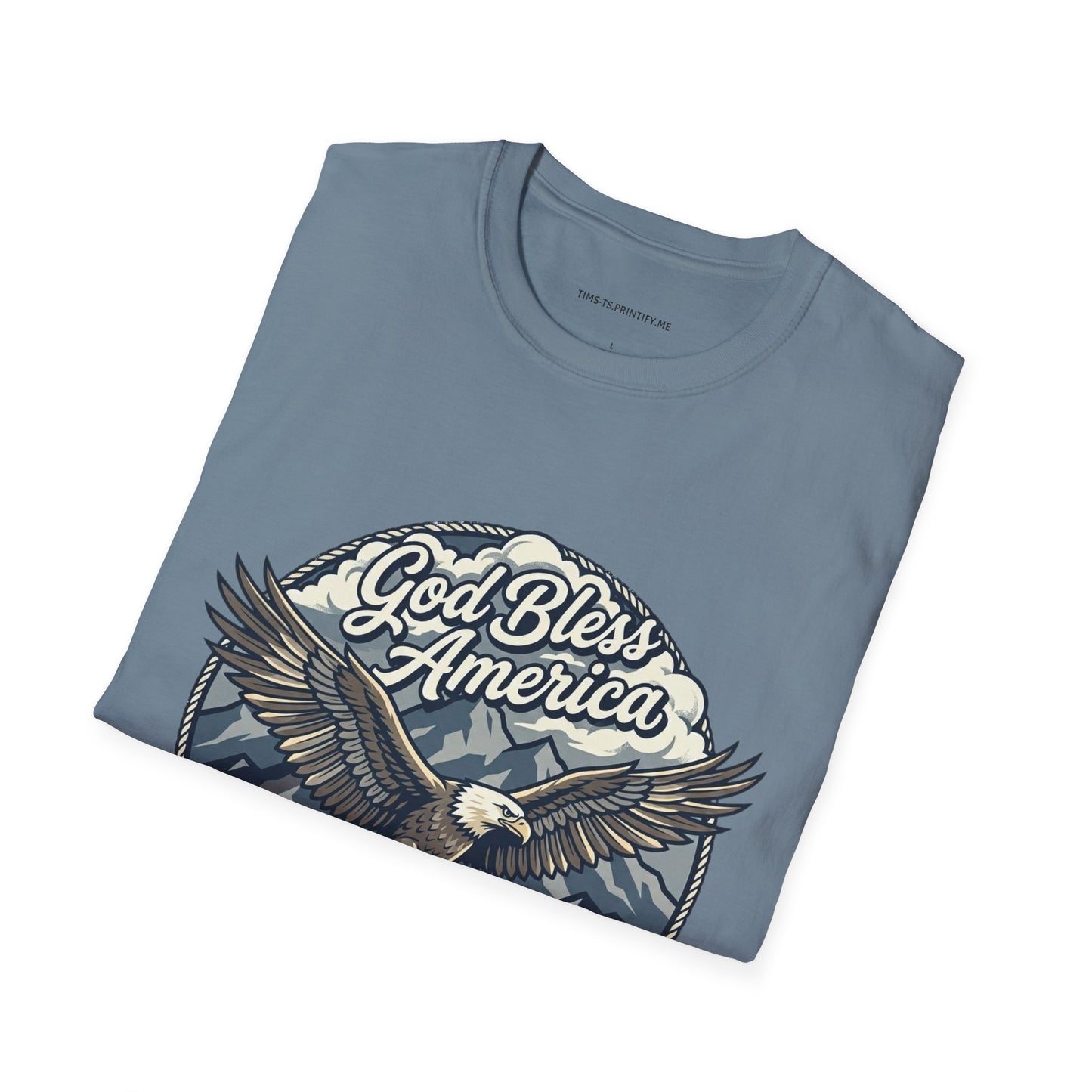 God Bless America Eagle T-Shirt — Patriotic Bald Eagle with Flag Design