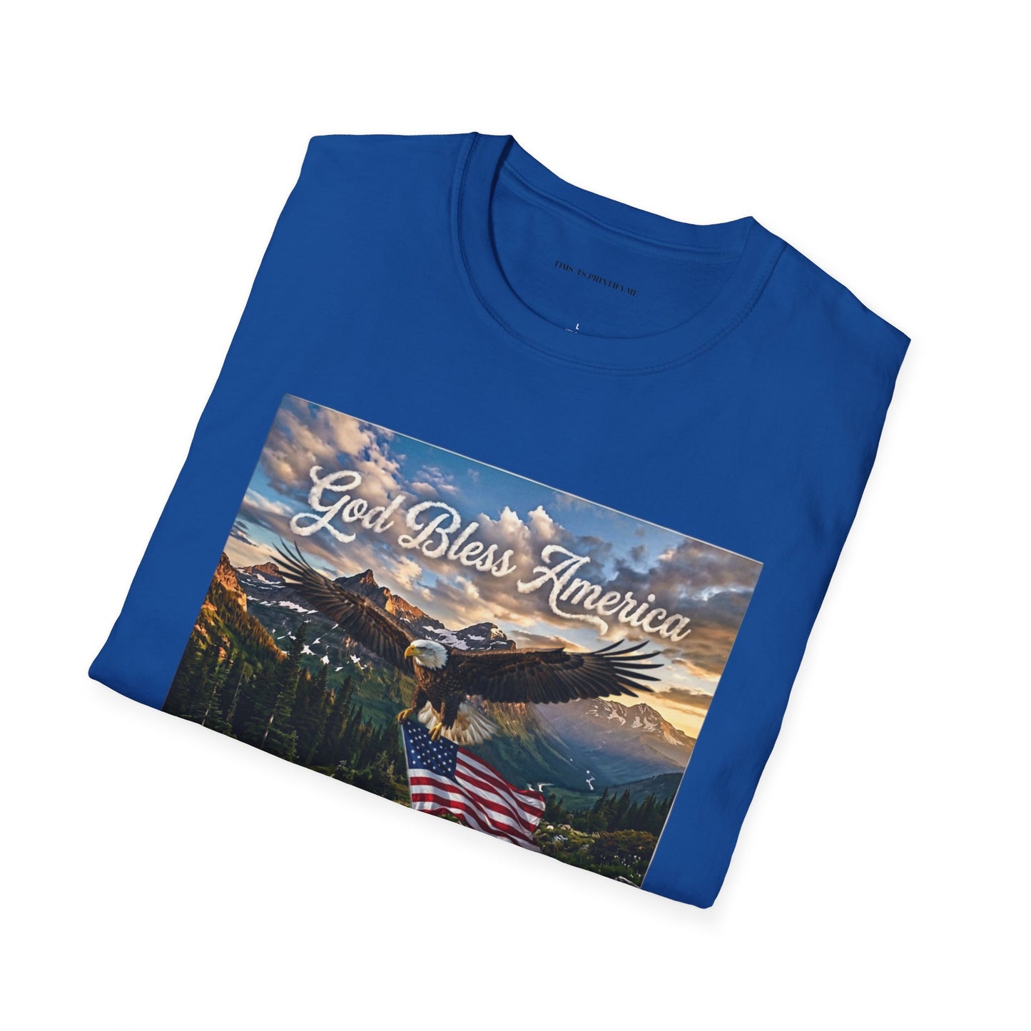 God Bless America Eagle T-Shirt — Patriotic Mountain Flag Tee
