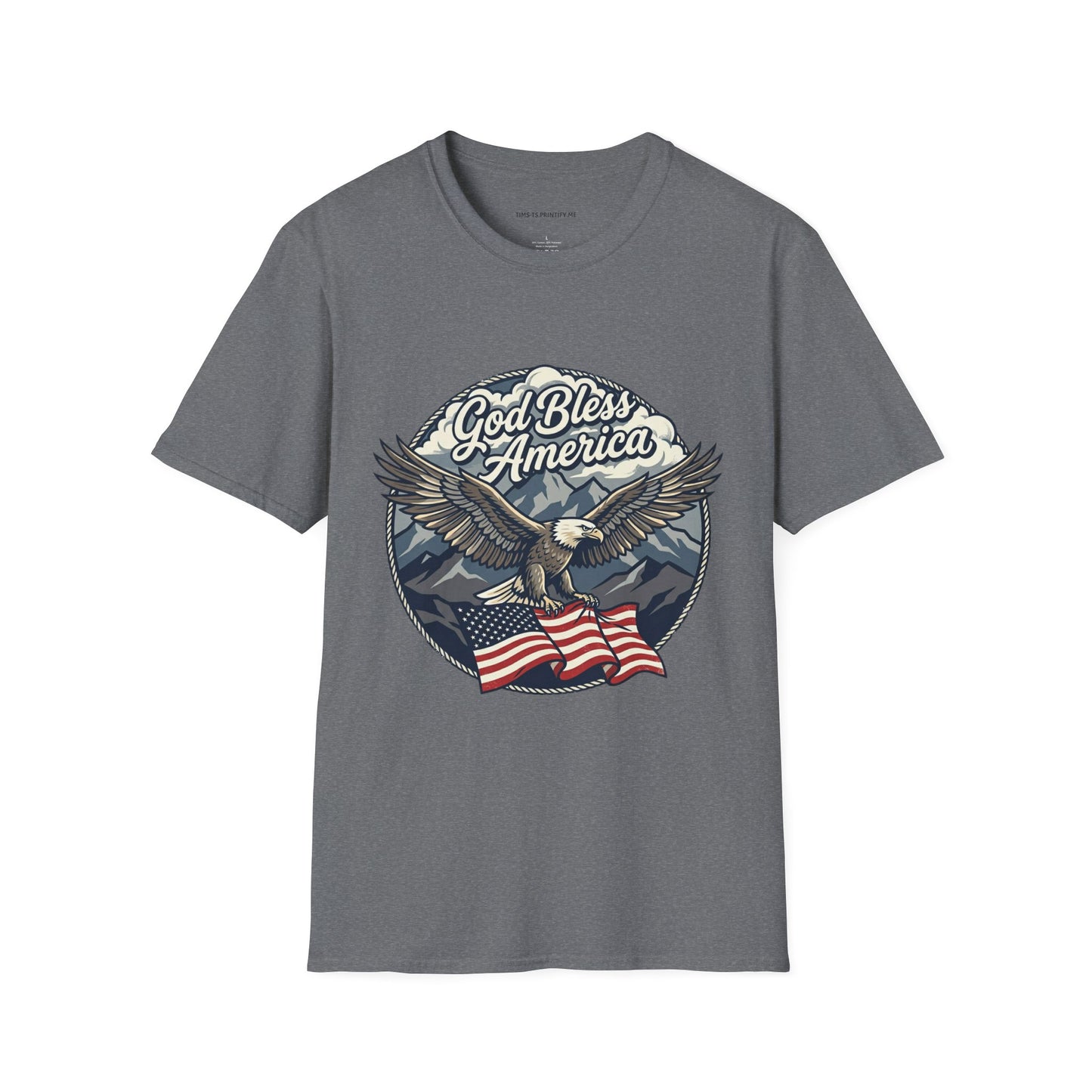 God Bless America Eagle T-Shirt — Patriotic Bald Eagle with Flag Design