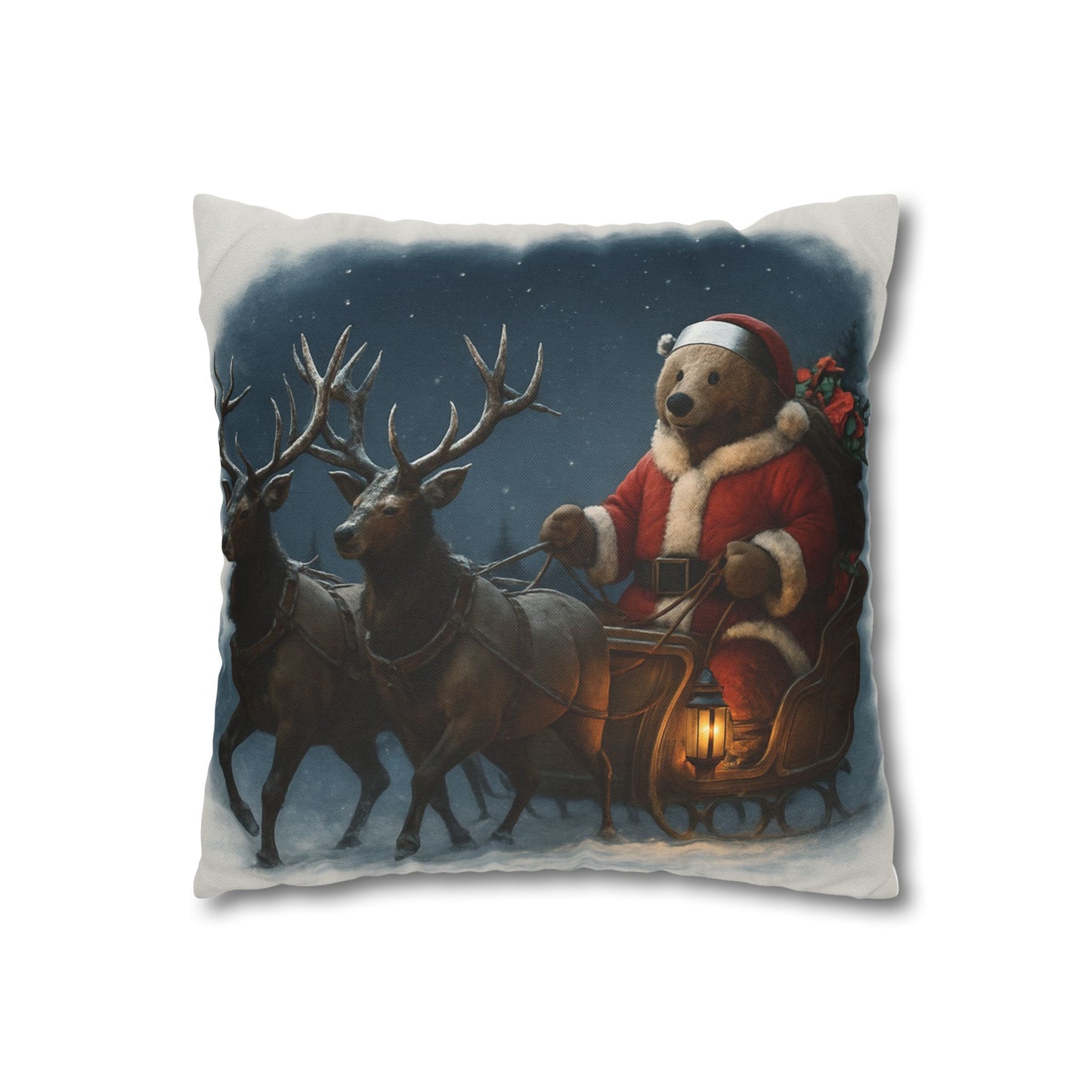 Christmas Bear Animal Parade Pillow Cover – Festive Holiday Decorative Throw Pillowcase