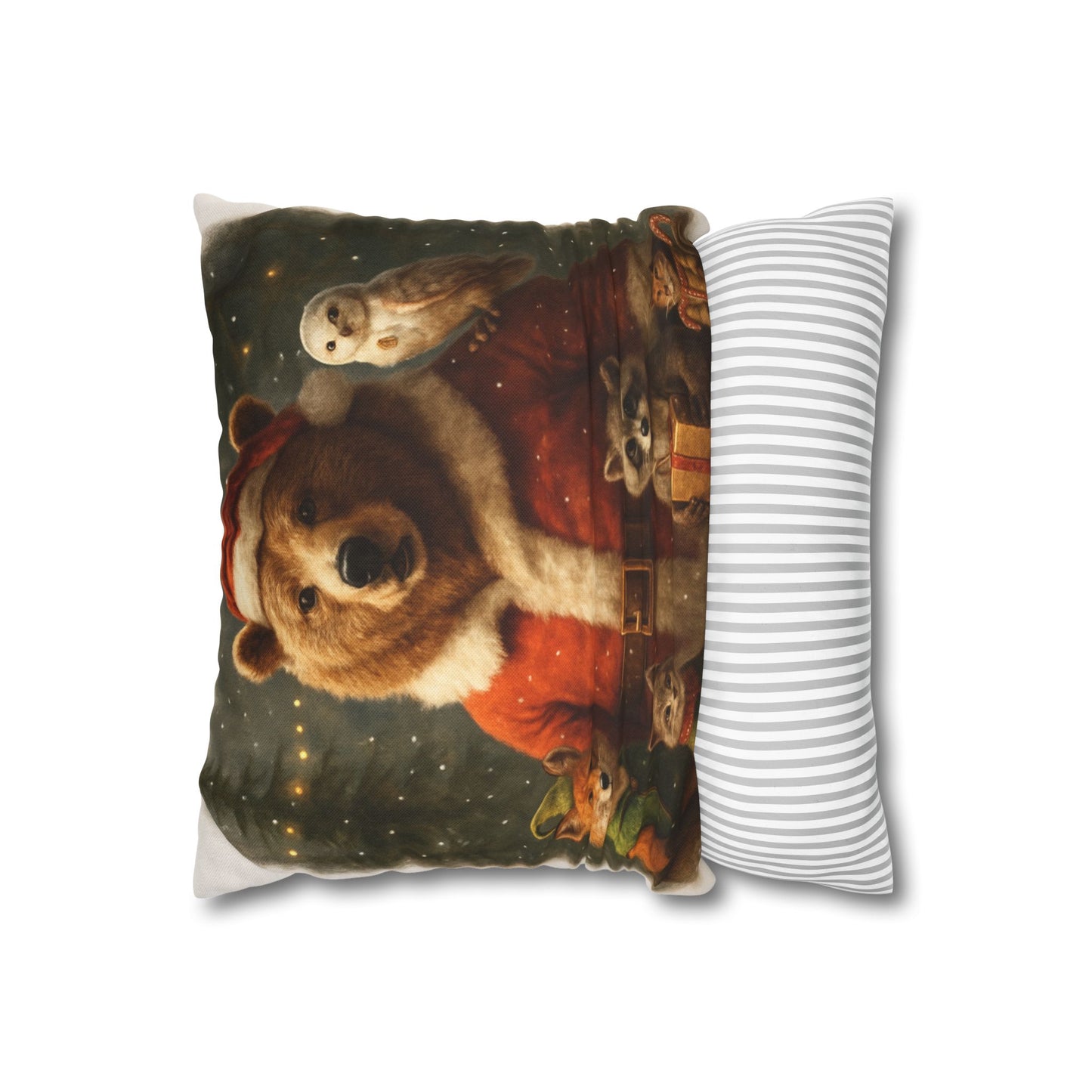 Christmas Bear Animal Parade Pillow Cover – Festive Holiday Decorative Throw Pillowcase