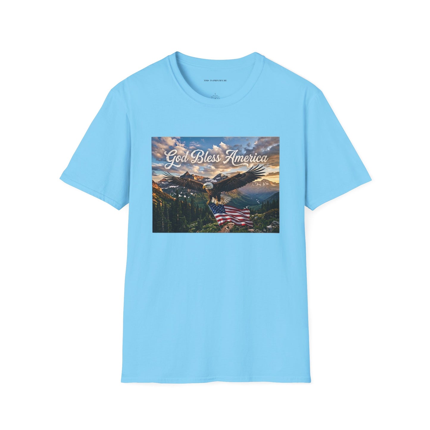 God Bless America Eagle T-Shirt — Patriotic Mountain Flag Tee