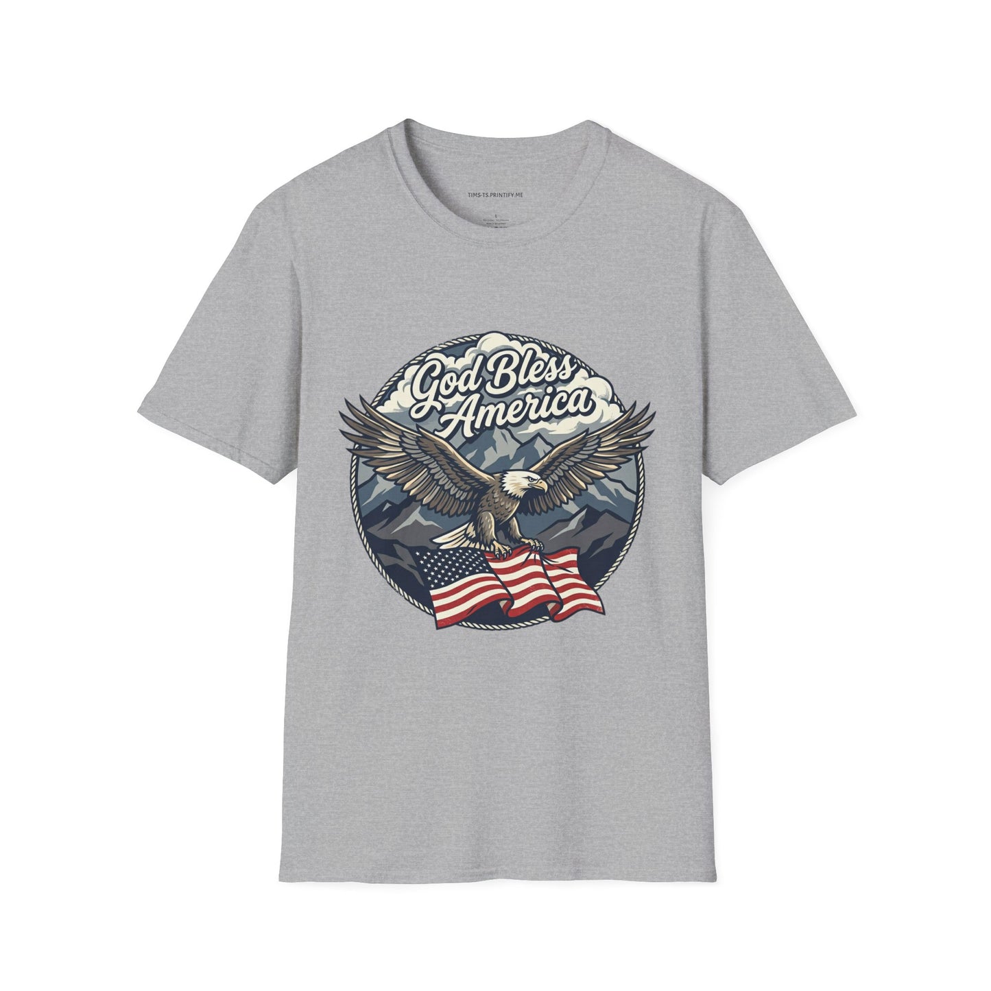 God Bless America Eagle T-Shirt — Patriotic Bald Eagle with Flag Design