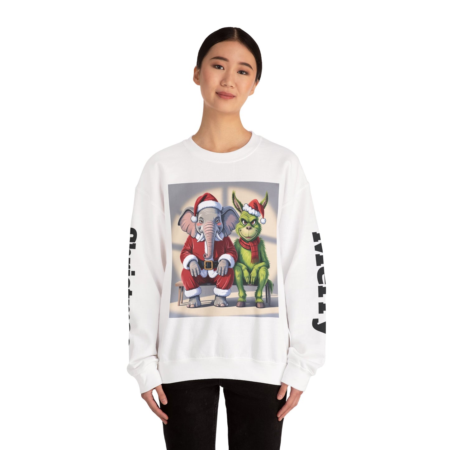 Christmas Sweatshirt — Elephant & Grinch Holiday Crewneck (Ho-Ho! Bah!)