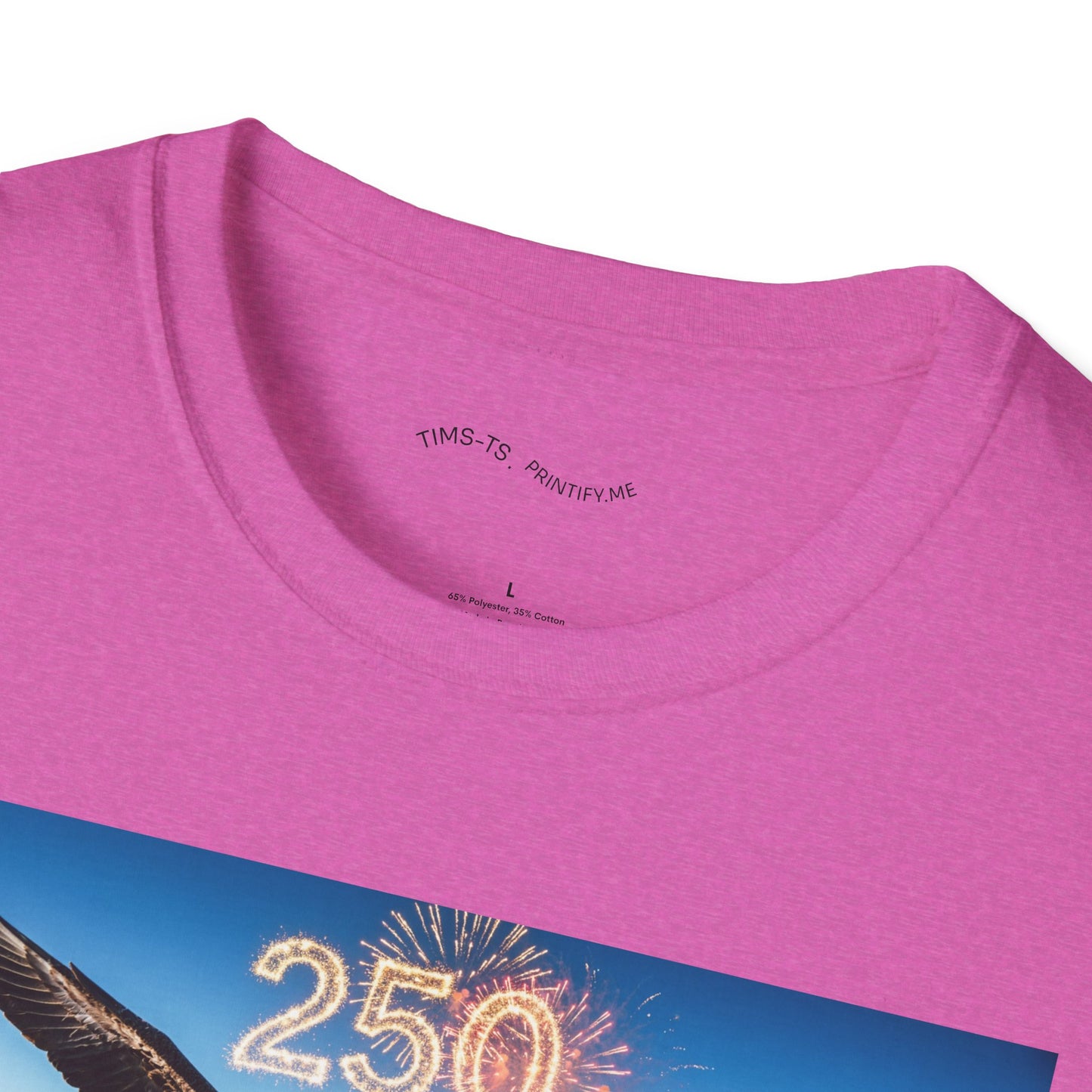 Patriotic Eagle T-Shirt – '250' Fireworks & American Flag Mountain Design