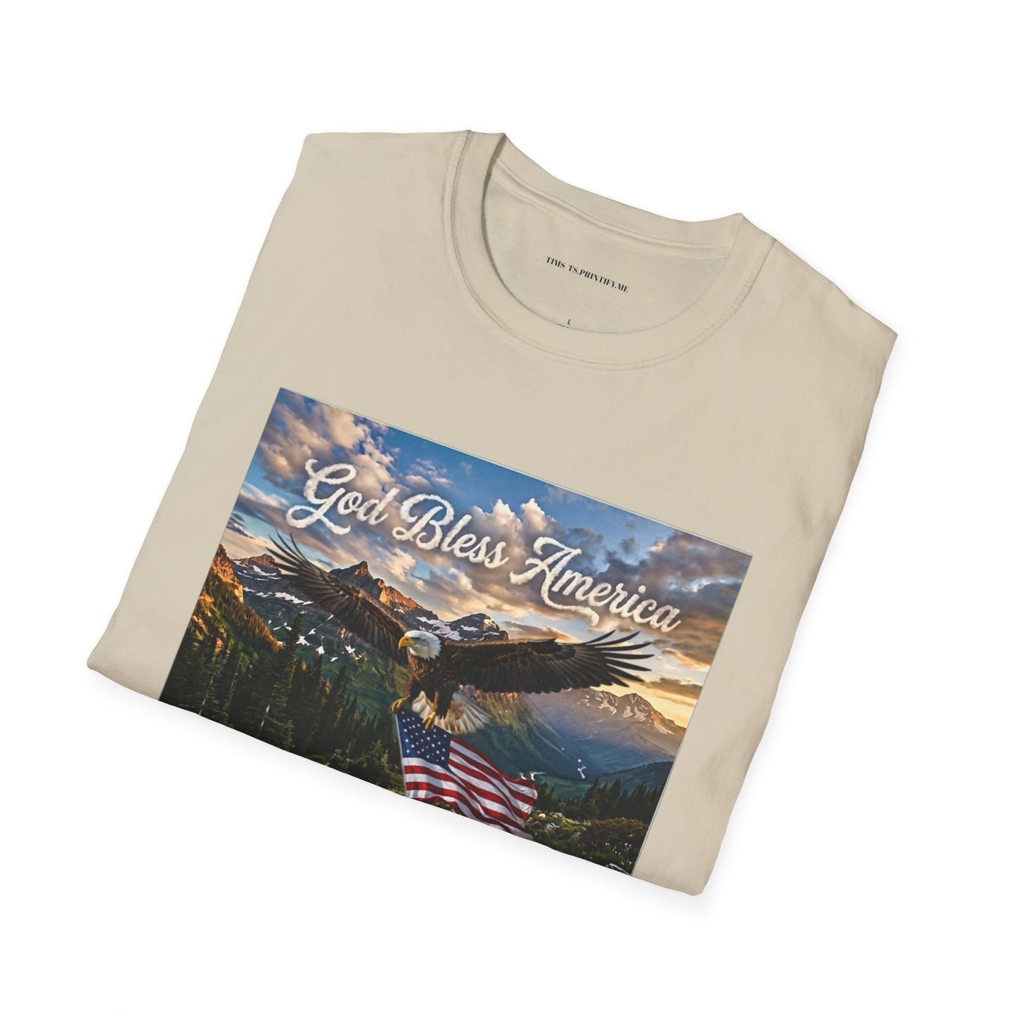 God Bless America Eagle T-Shirt — Patriotic Mountain Flag Tee