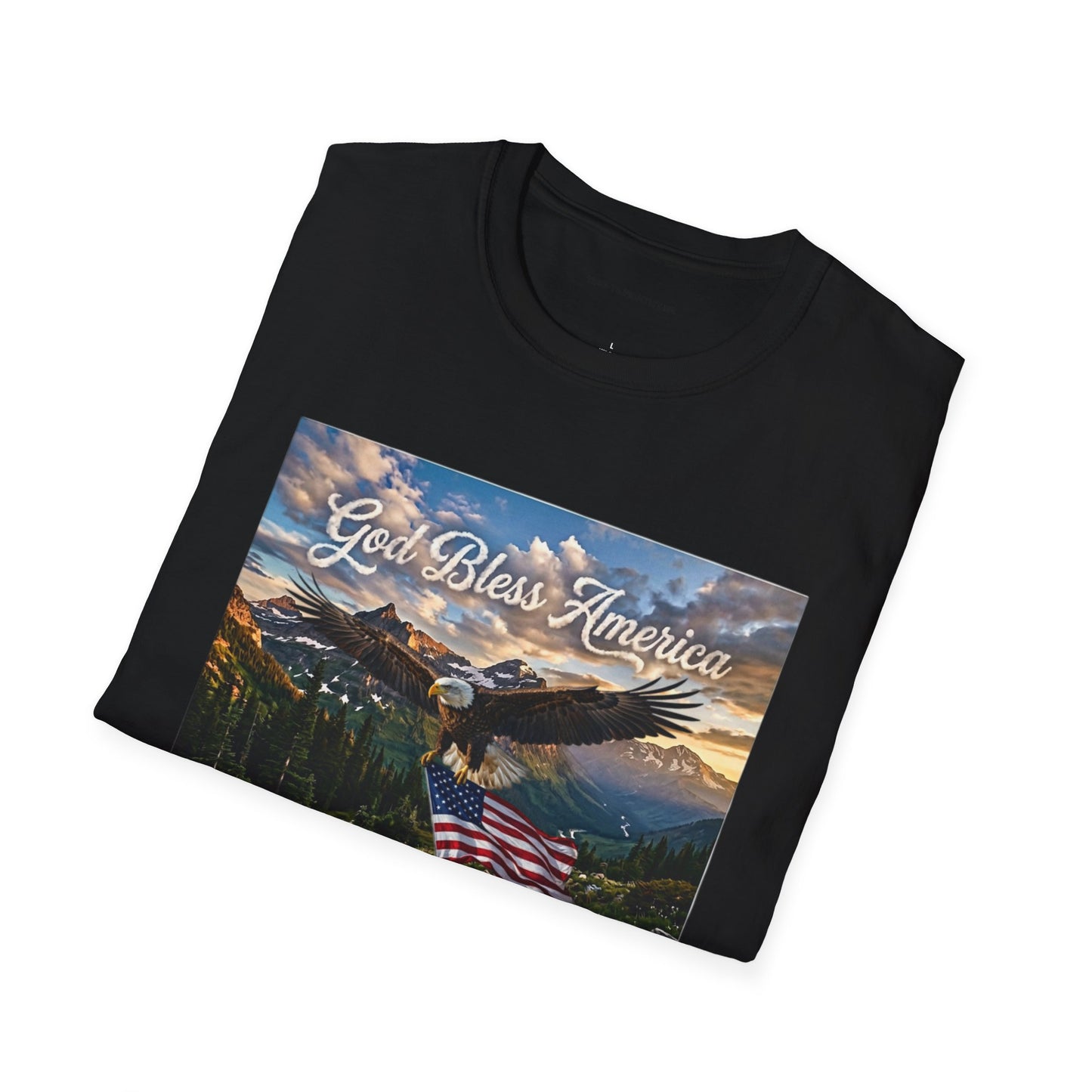 God Bless America Eagle T-Shirt — Patriotic Mountain Flag Tee