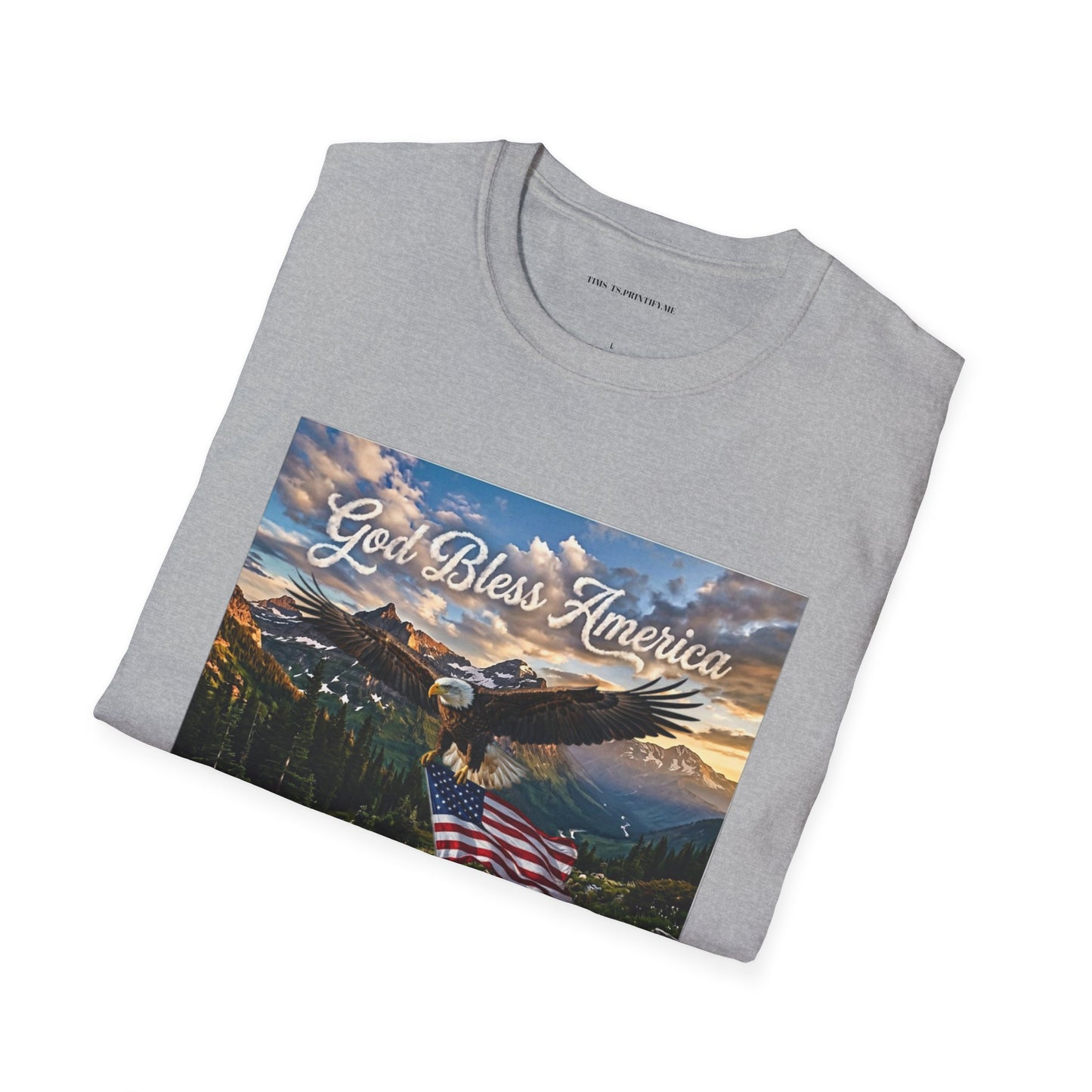 God Bless America Eagle T-Shirt — Patriotic Mountain Flag Tee