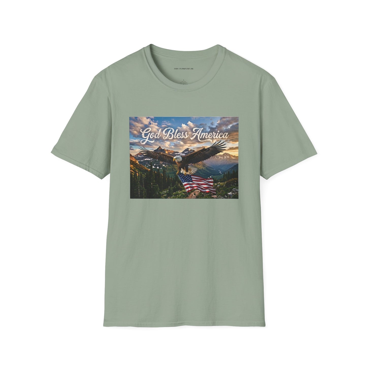 God Bless America Eagle T-Shirt — Patriotic Mountain Flag Tee
