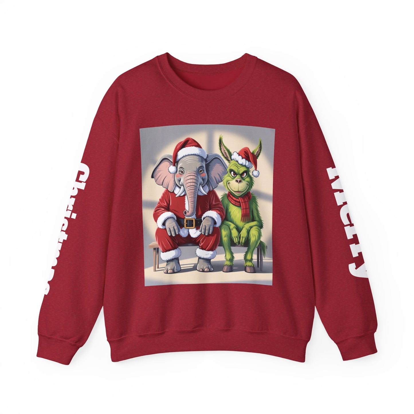 Christmas Sweatshirt — Elephant & Grinch Holiday Crewneck (Ho-Ho! Bah!)