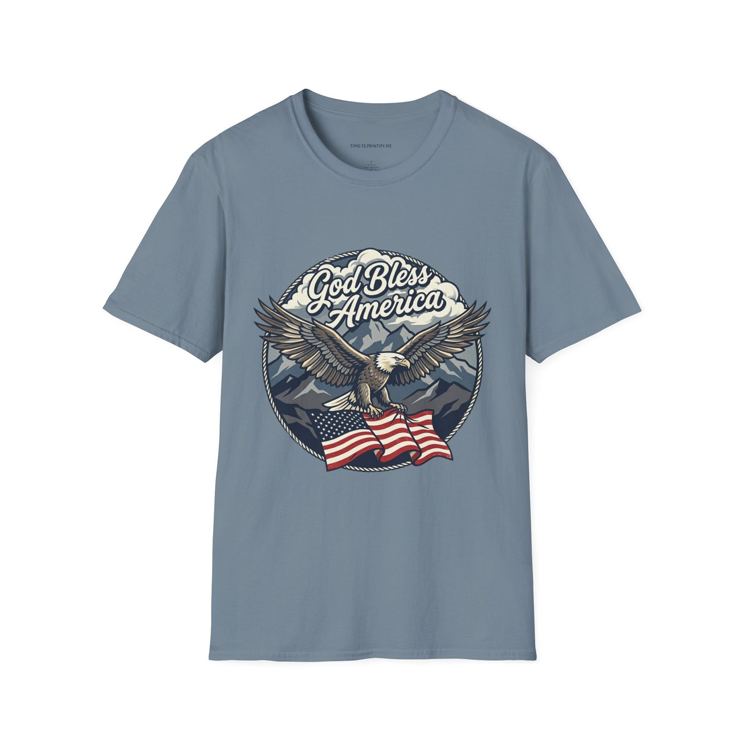 God Bless America Eagle T-Shirt — Patriotic Bald Eagle with Flag Design