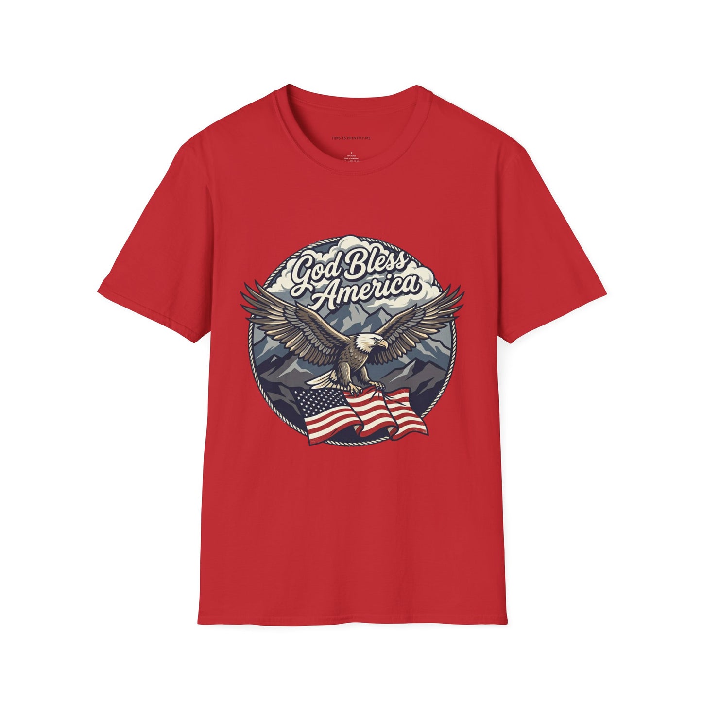God Bless America Eagle T-Shirt — Patriotic Bald Eagle with Flag Design