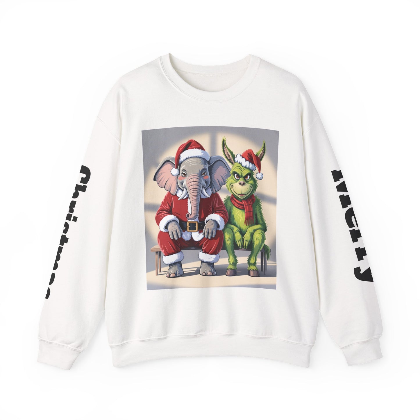 Christmas Sweatshirt — Elephant & Grinch Holiday Crewneck (Ho-Ho! Bah!)