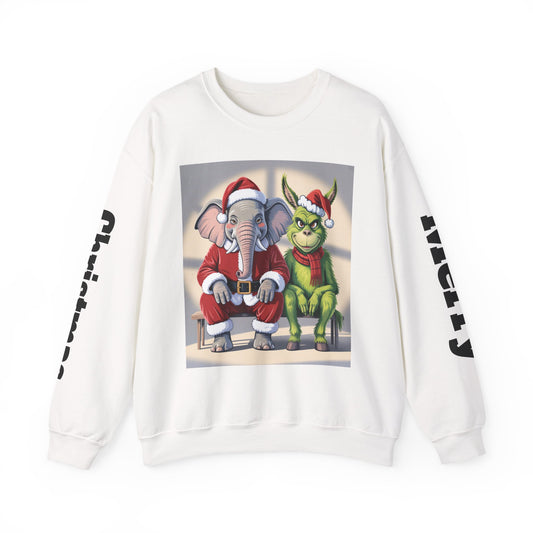Christmas Sweatshirt — Elephant & Grinch Holiday Crewneck (Ho-Ho! Bah!)