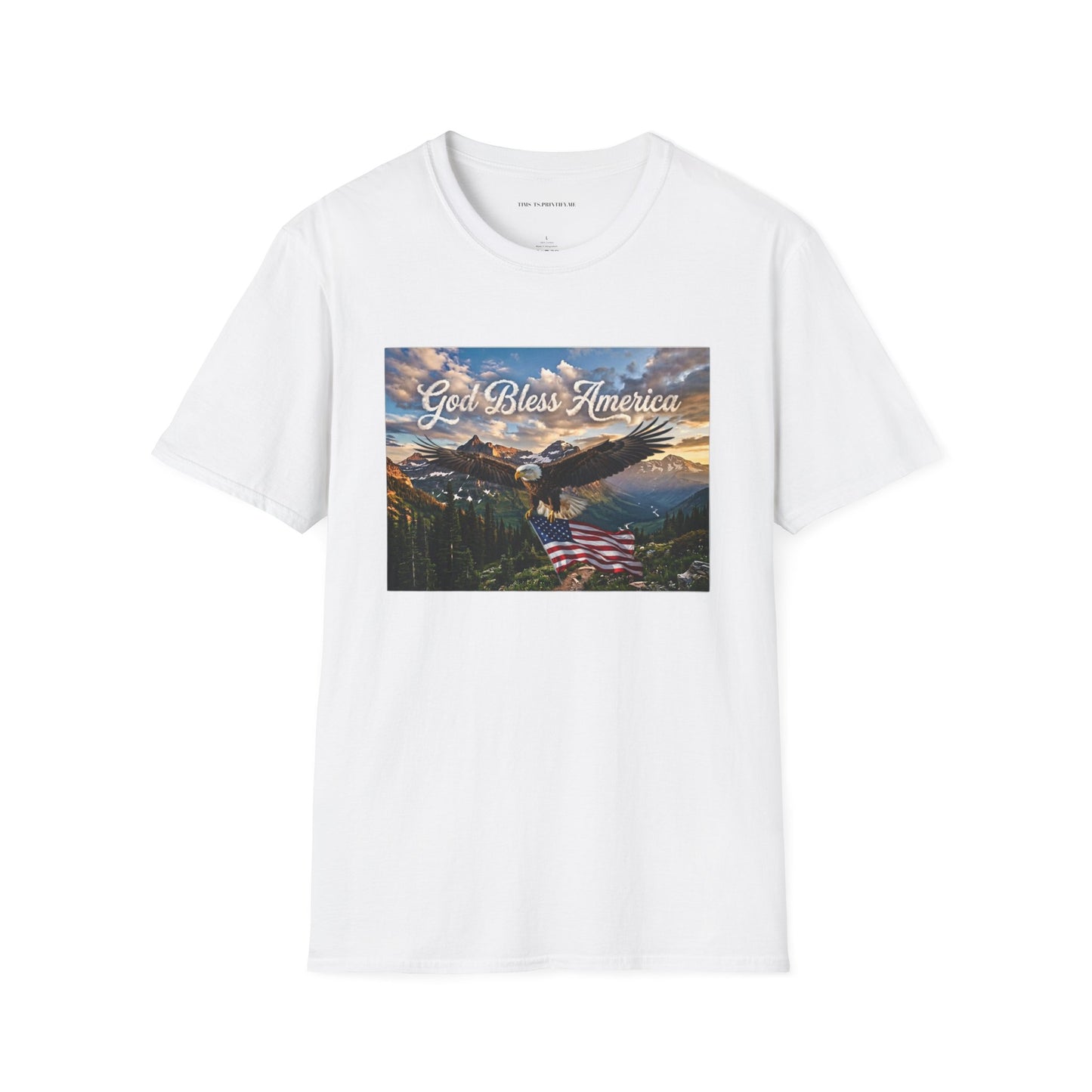 God Bless America Eagle T-Shirt — Patriotic Mountain Flag Tee