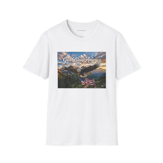 God Bless America Eagle T-Shirt — Patriotic Mountain Flag Tee