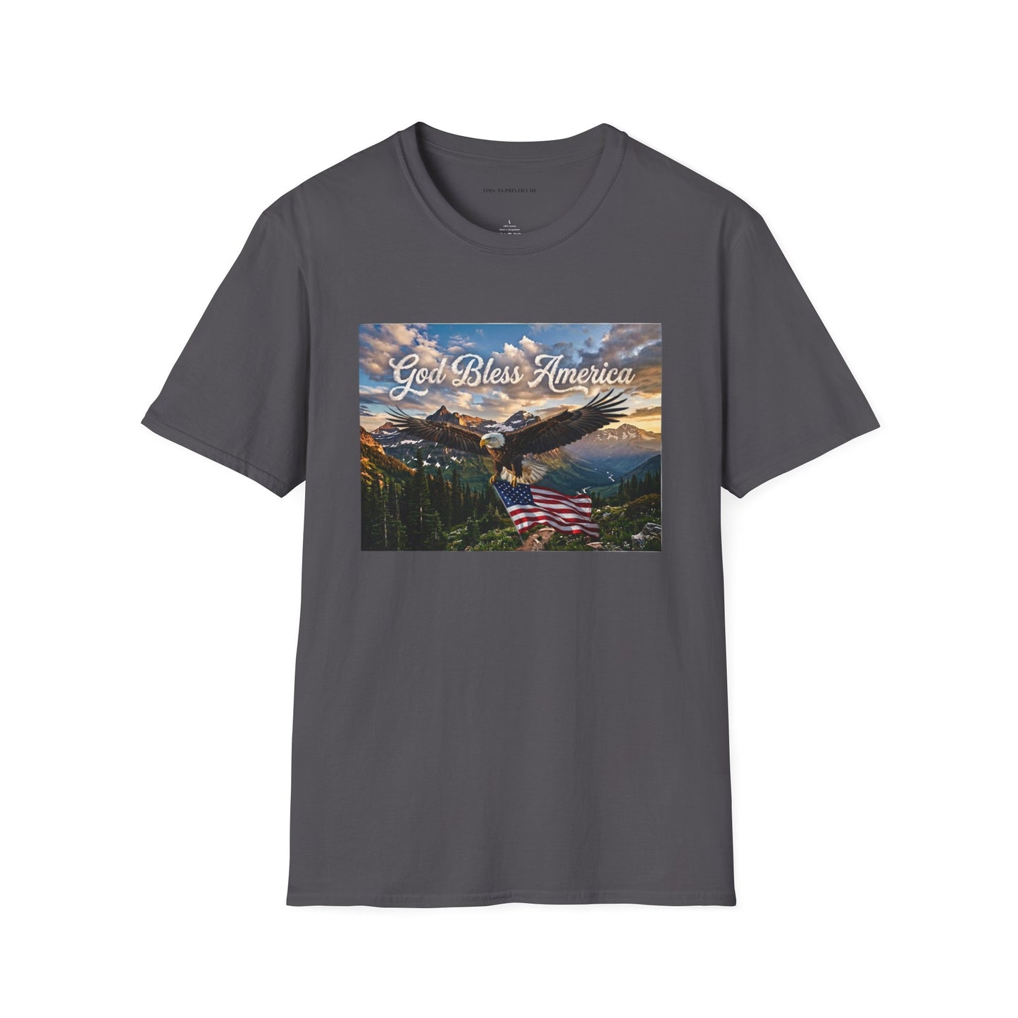 God Bless America Eagle T-Shirt — Patriotic Mountain Flag Tee