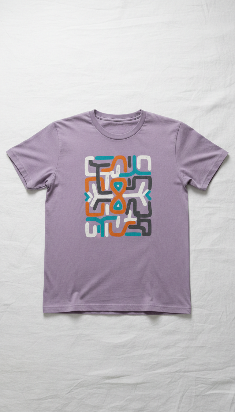 Lavender Graphic T-Shirt with Viral Motif