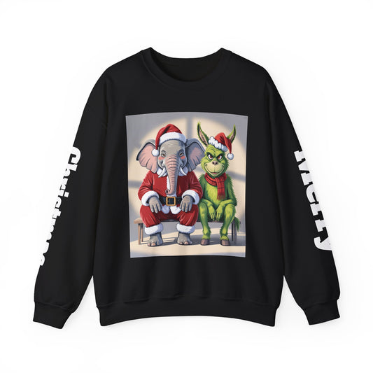 Christmas Sweatshirt — Elephant & Grinch Holiday Crewneck (Ho-Ho! Bah!)
