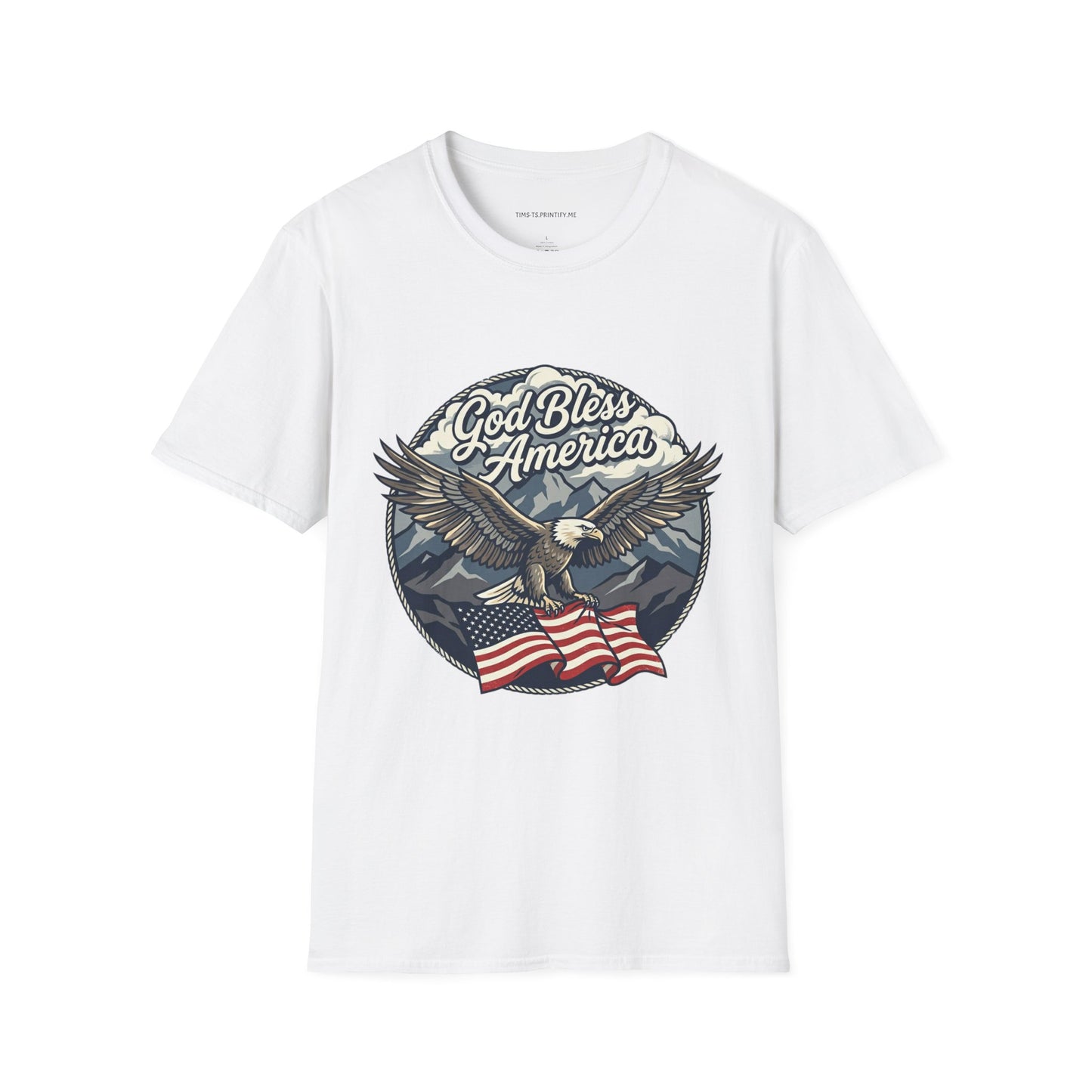 God Bless America Eagle T-Shirt — Patriotic Bald Eagle with Flag Design